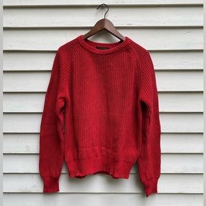 Eddie Bauer Red Vintage Sweater, M, Red, Knit Cotton
